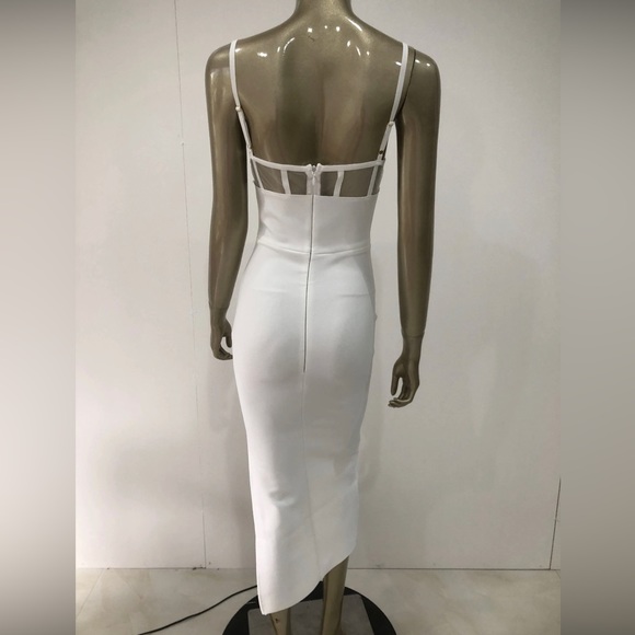 24/hr sale💗Josephine Blanc luxury runway couture bodycon white dress rhinestone - Picture 6 of 9